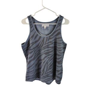 Live Love‎ Lounge Women's XL Blue Zebra Stripe Tank Top